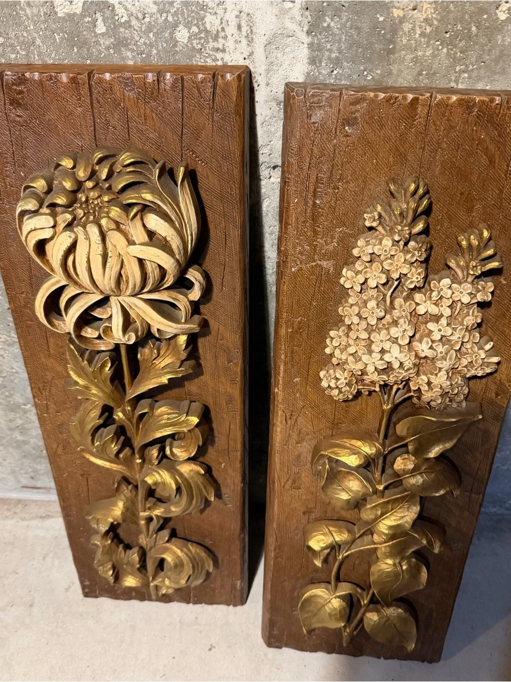 Vintage Syroco Handcrafted Floral Wall Plaques